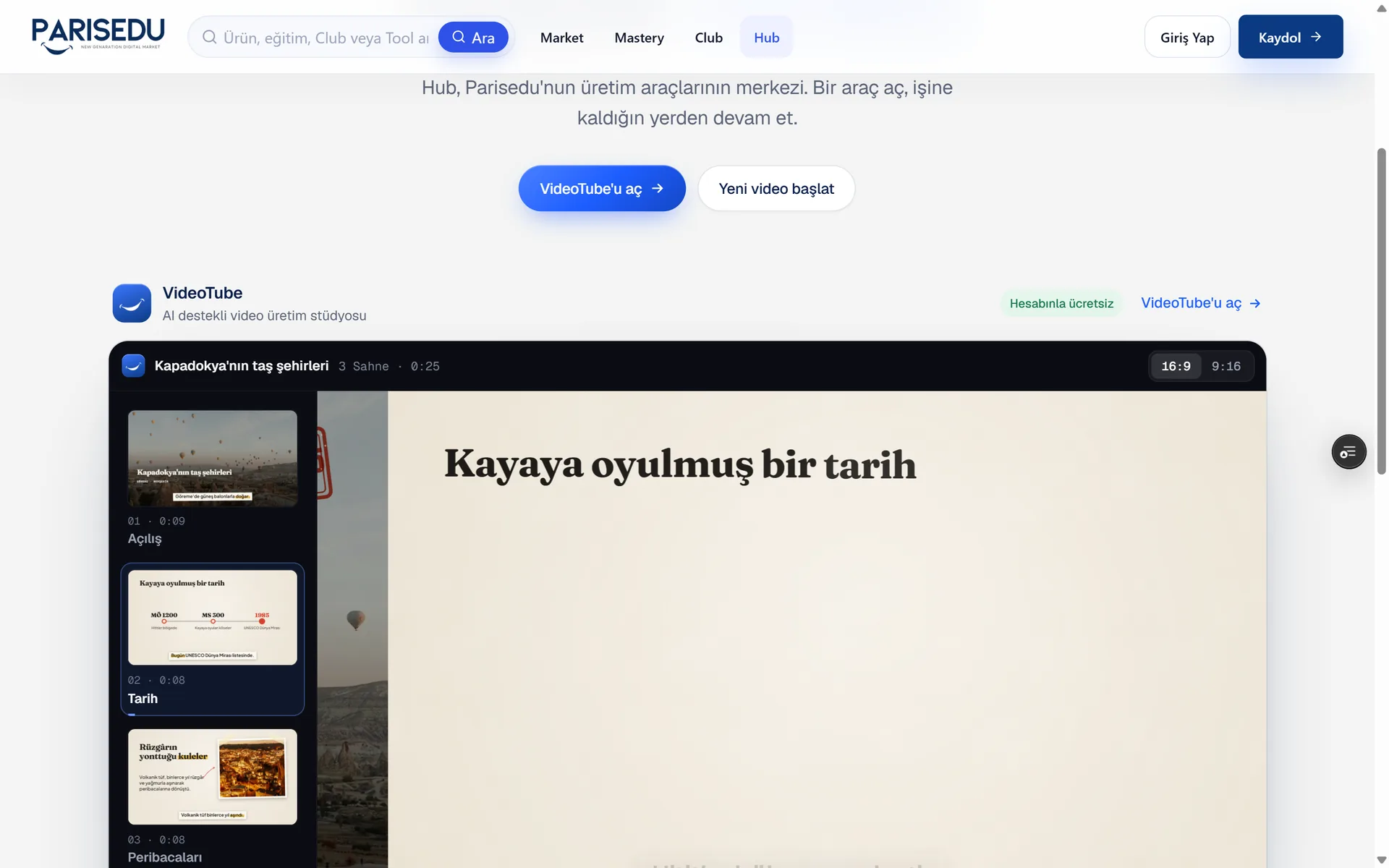 Parisedu Hub: creative tools, with the VideoTube editor
