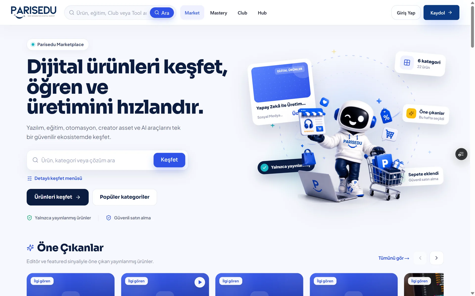 Parisedu Market: the screen for discovering digital products